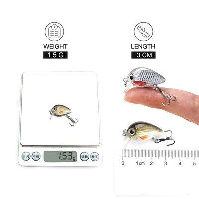 HOOK 5pcs 1.5g 3cm Mini Wobblers/Crankbait Fishing Lure Arti