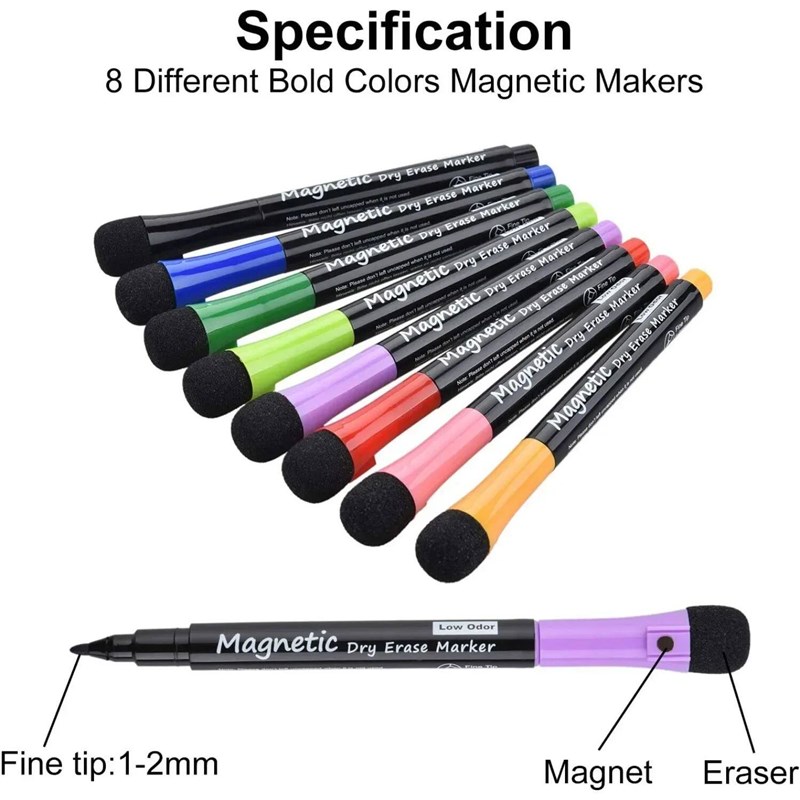 Magnetic Dry Erase Markers, (8 packs) Dealkits Low-odor Whit图片