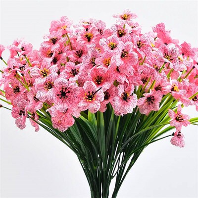 5 Forks 18 Heads Artificial Flowers UV Resistant No Fade Fau
