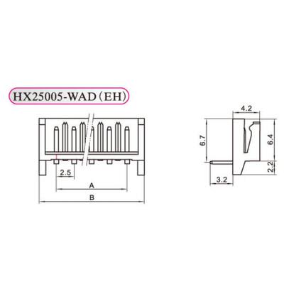 红星连接器EH-2AWD 3A 4A 5A 6A 7A 8WAD弯针带定位HX25005 2.5mm