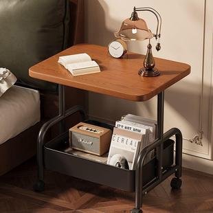 可移动小推车沙发边几储物架简易餐桌台复古床头柜置物架客厅茶几