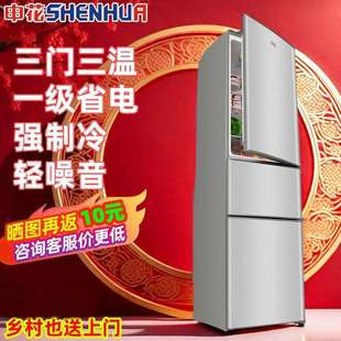 申花228L升冰箱家用小型能效节能大容量双开门三门宿舍出租房