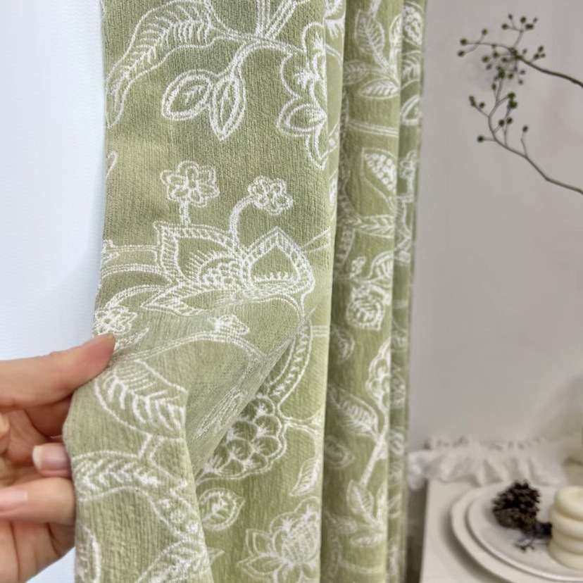 新品法式花卉复古落地窗客厅卧室抹茶绿浅绿雪尼尔提花装饰窗帘布,3C数码配件,其它配件,淘宝优惠券,粉丝福利购,淘宝优惠卷