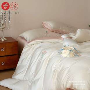 少女心公主玫瑰春夏100支兰精天丝四件套冰被套床单丝滑床上用品