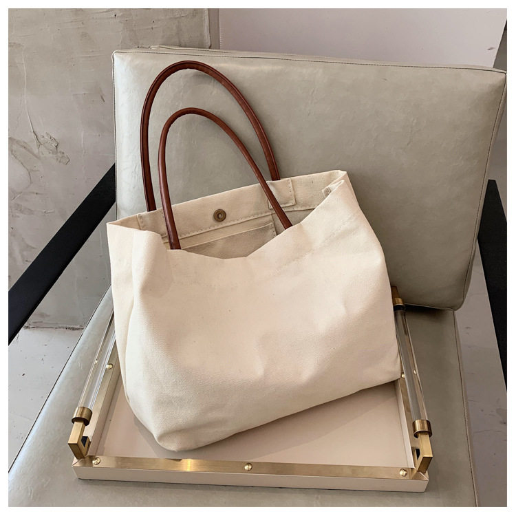 帆布包女2025新款韩版ins学生大容量手提包单肩购物袋简约托特包