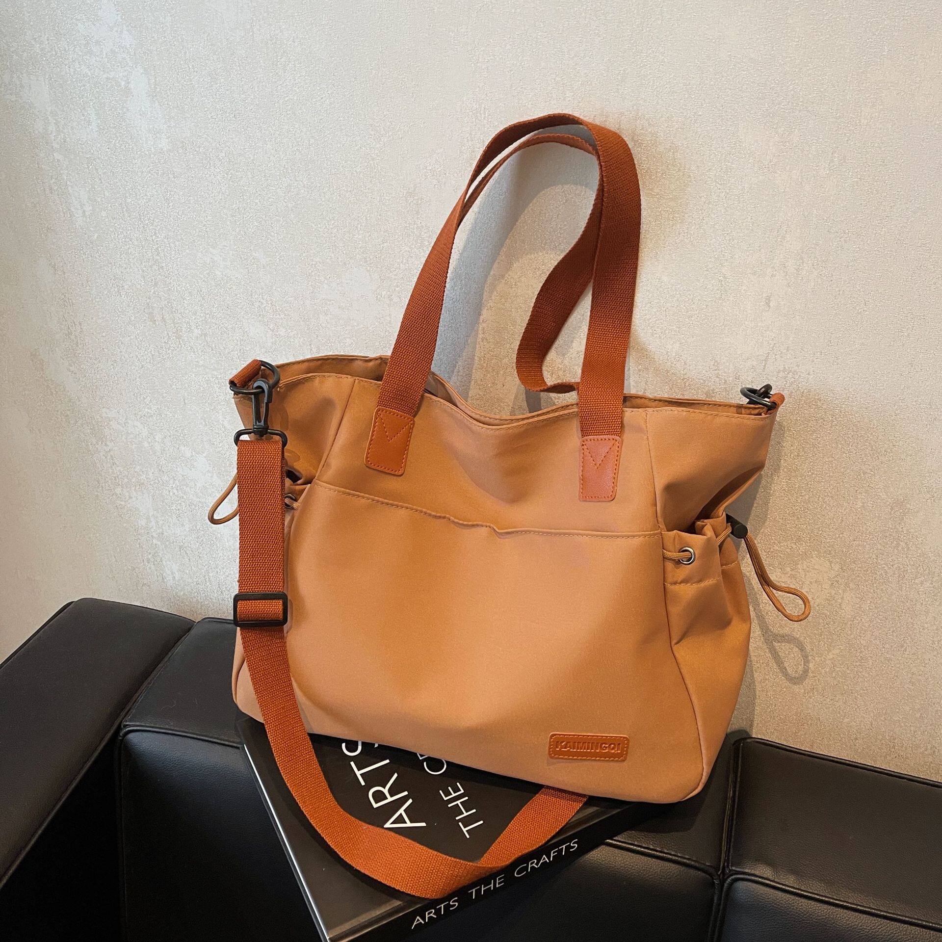 大容量帆布包女托特包2024新款大学生上课简约手提单肩包通勤斜挎