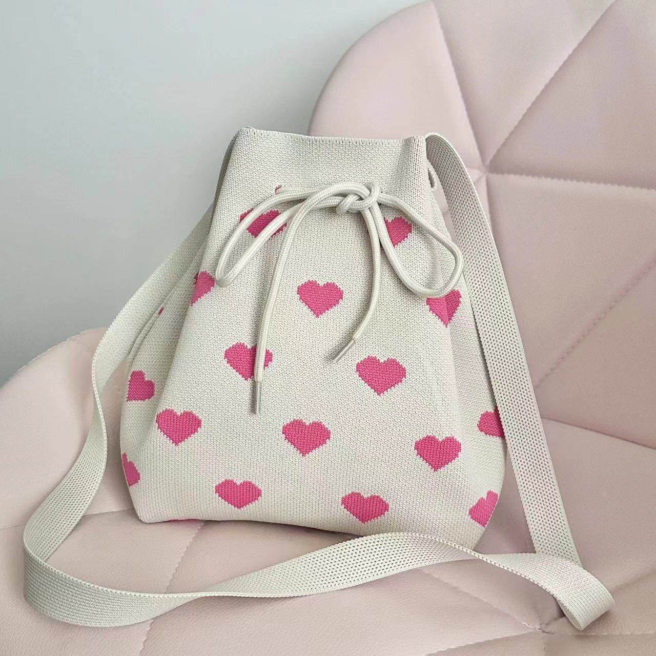 针织手提包女针织毛线水桶包日韩版百搭手拎休闲托特包抽绳包,箱包皮具/热销女包/男包,水桶包,淘宝优惠券,粉丝福利购,淘宝优惠卷