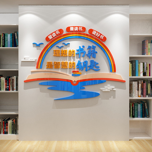 饰教室阅览室读图书角绘本馆墙面贴纸辅导班级文化墙 图书角布置装