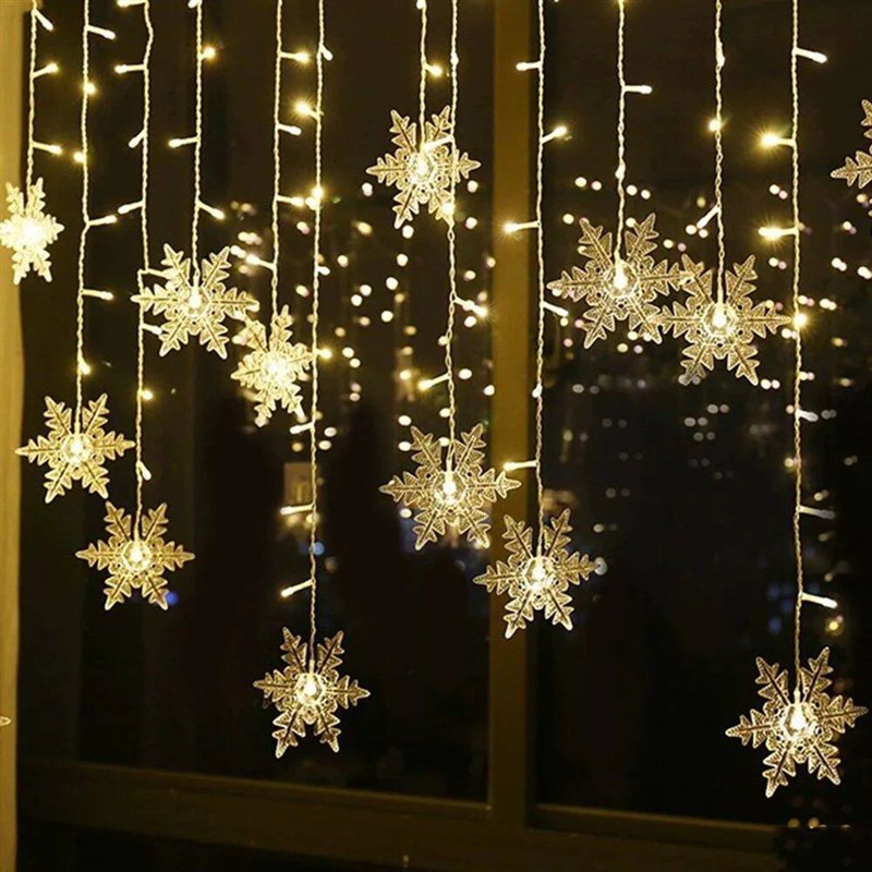 Christmas Light Led Snowflake Curtain Icicle Fairy String Li图片