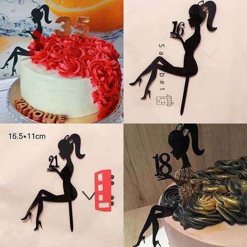 Red High Heels Lady 18 21 30th Happy Birthday Paper Cake Top