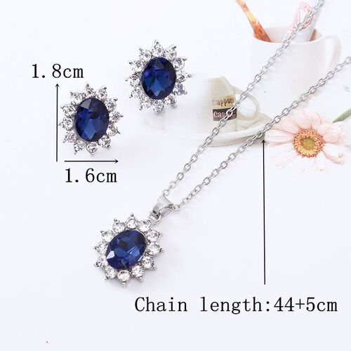 New Fashion Water Drop Blue Crystal Stone Wedding Jewelry Se