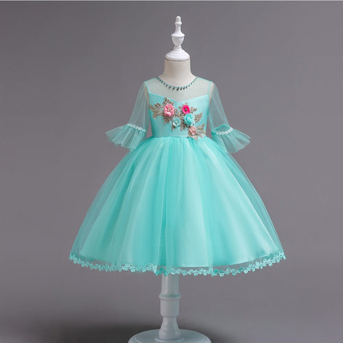 Girl Princess pomp print dress dress childrens dress net la