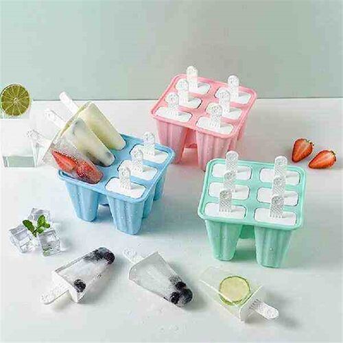 6 Cavity Food Grade Silicone Ice Cream Mold Popsicle