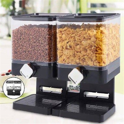 Standing Dry Food Storage Dispenser, 2 Grids Cereal Storage