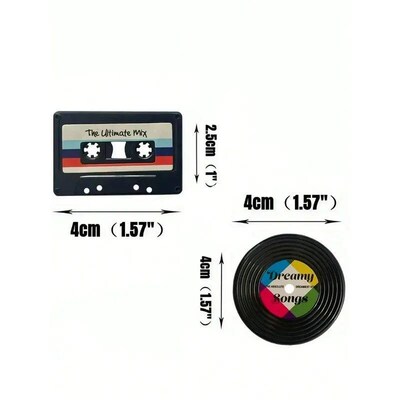 Vintage Fridge Magnets, Cassette Tape And Record Style,Home