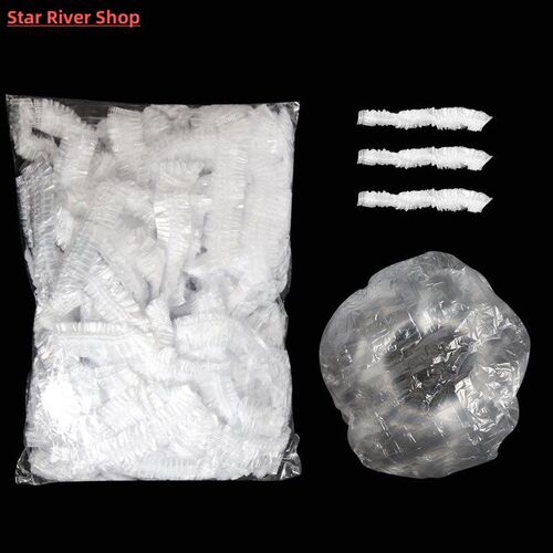 100 Pcs Disposable Shower Cap Plastic Waterproof Headgear Ho