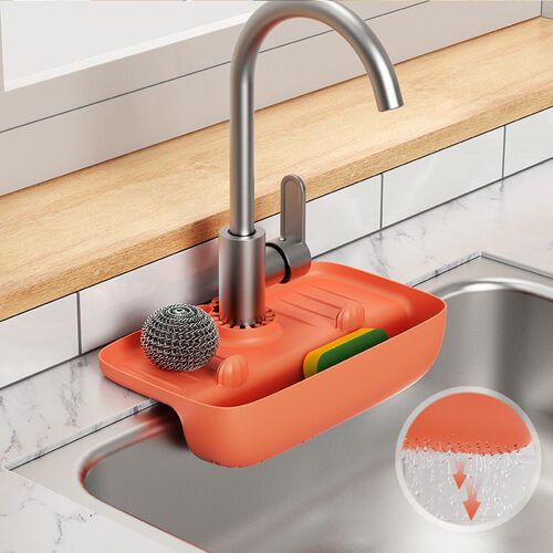 Kitchen Silicone Faucet Mat Sink Sponge Storage Shelf Splash