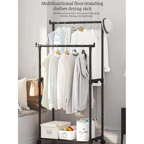 Double-Rod Clothes Rack Clothes Rack With Hooks Hanging Clot