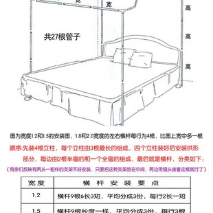 1.8米 1.5 m床 不锈钢蚊帐杆子配件1.2 单独拱形蚊帐支架落地式