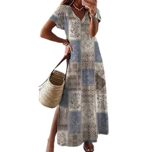 Boho Women Dress Vintage Ethnic Style Dresses Summer Short