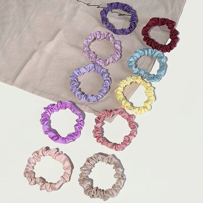 10pcs/pack Women Colorful Skinny Elastic Hair Band Solid Col