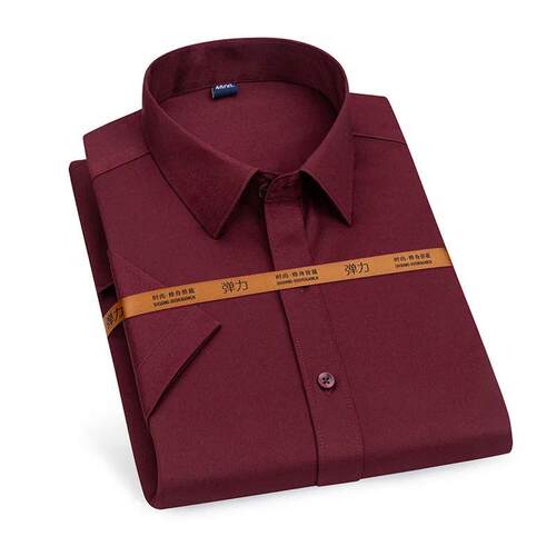 Mens short-sleeved shirt Business casual tooling solid colo