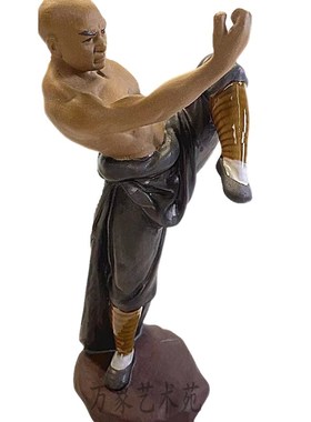 中华武术功夫陶瓷人物摆件 假山园林盆景公仔花盆落观赏地装饰品