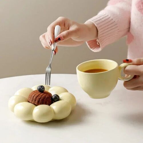 200ml Ceramic Mug Cute Cloud Decorative Plate Coffee Cup Set