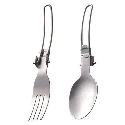 Stainless steel foldable travel utensils fork and spoon
