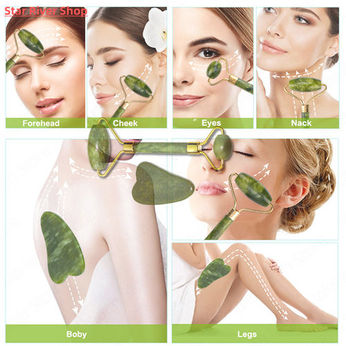 Face Massager Roller Gua sha Jade Store Scraper Roller massa