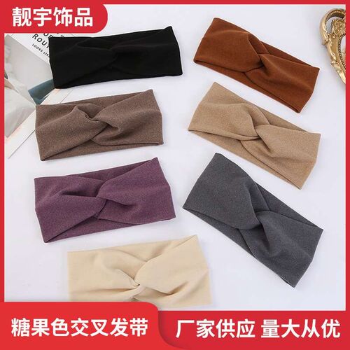 Candy Color Cross Womens Hair Band Solid Color Breathable F