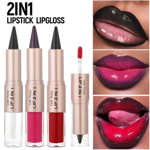 Black Brown Tapered Lip Liner Contour Pencil Double Head Mir