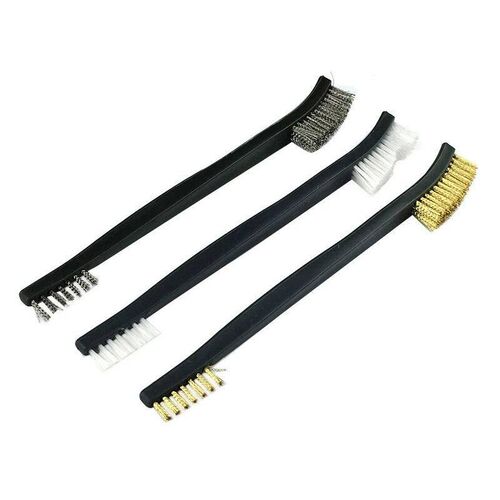 Double-end 3 pcs Mini Wire Brush Set Stainless Steel Brass N