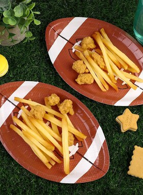 25pcs super bowl football paper plate oval food tray potato