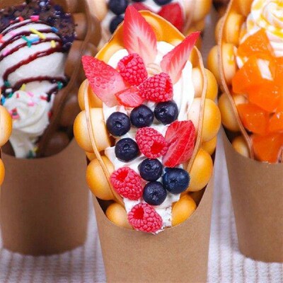 1pcs Egg Waffles Ice Cream Model Sample Dessert Fake PU