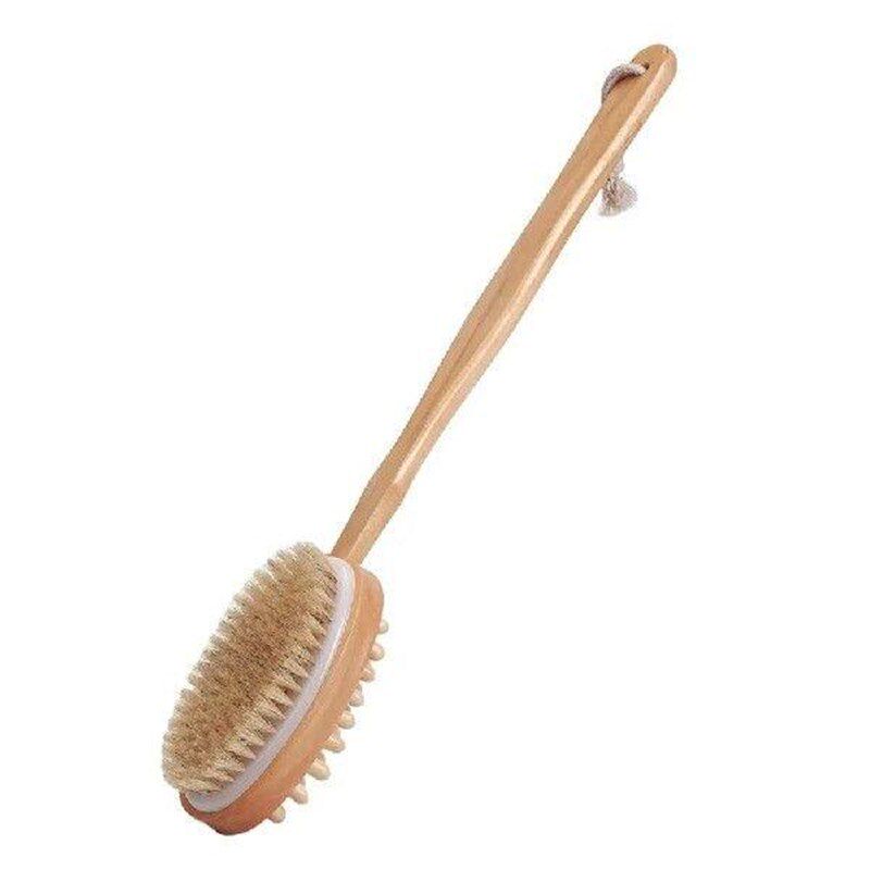 Long Wooden Handle Body Bath Scrubber Exfoliation Massage - 实物图