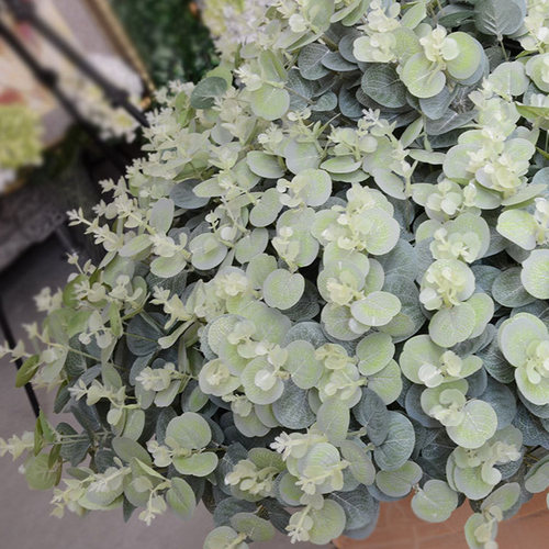 16 Heads Eucalyptus Leaves Silk Artificial Flowers Arrangmen