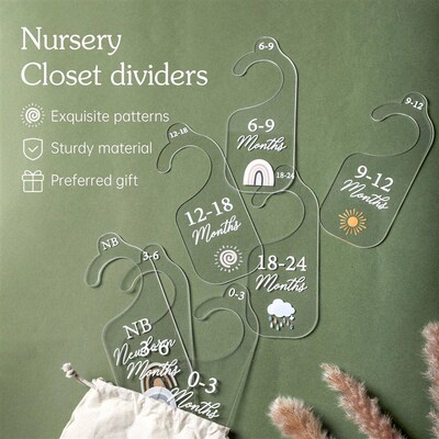 7PCS Acrylic Baby Closet Divider 24 Months Nursery Clothes O
