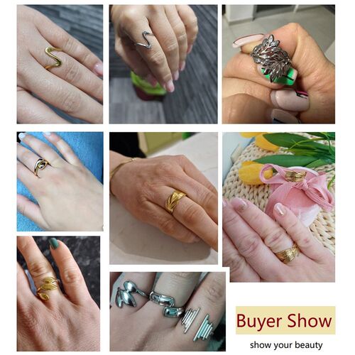 Stainless Steel Twist Chain Adjustable Rings for Women Men S