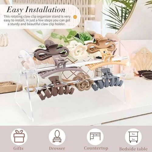 360-Degree Rotating Acrylic Claw Clip Organizer Hair Clip Or