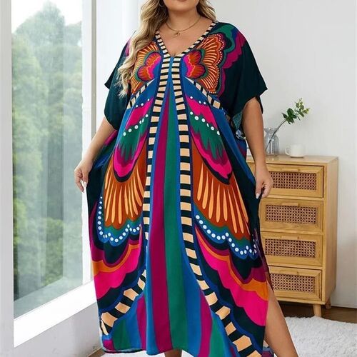 Summer New Plus Size Causal Batwing Sleeve Kaftan Maxi