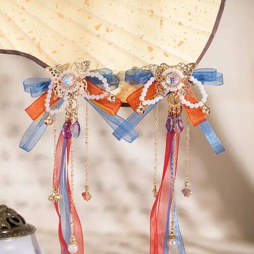 2pcs Flower Hairpin Chinese Hanfu Hair Clips For Women Pearl
