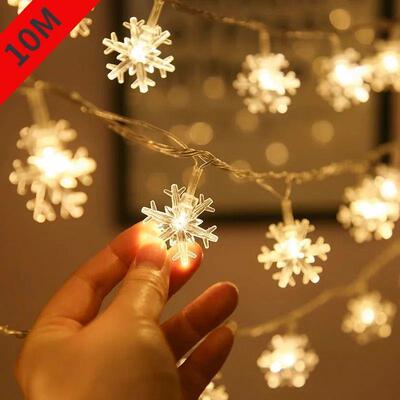 10M Snowflake Fairy Lights Snow LED String Lights USB/Batter