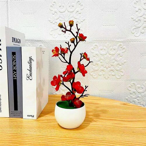 Bonsai Silk Flowers Plum Blossoms Artificial Plant Fake Flow