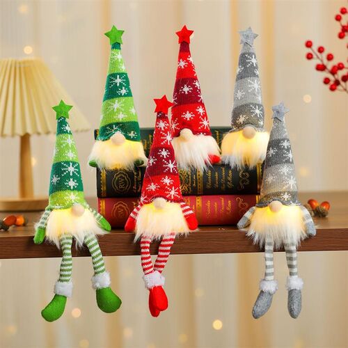 Light Up Knit Doll - Leg Hanging Santa with Star Hat Gift