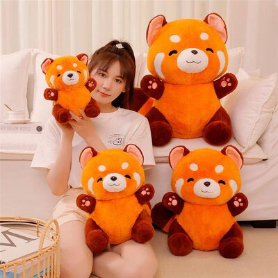 Soft Smile Cute Face Red Raccoon Plushie Stuffed Red Panda H