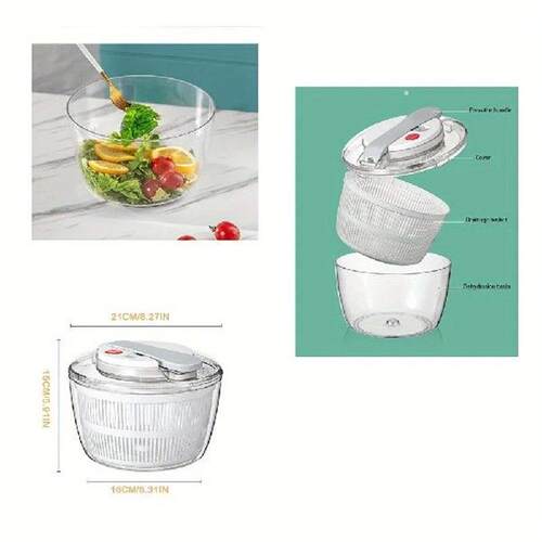 Large Capacity Salad Spinner - Manual Fruit and Vegetable