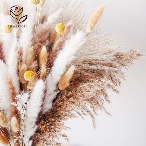 96pcs Pampas Dried Flowers Bunny Tails Grass Bouquet Wedding