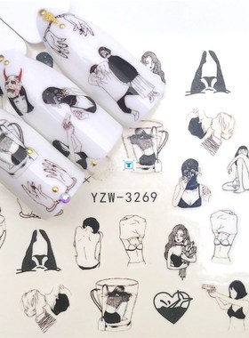 1pc Water Nail Stickers Decal Marine Life Flamingo Leaf