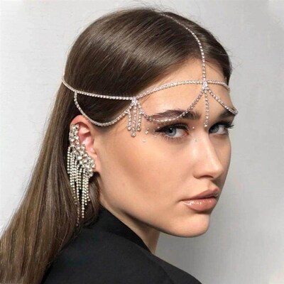 Simple Rhinestone Hair Chain Band Accessories for Women Part